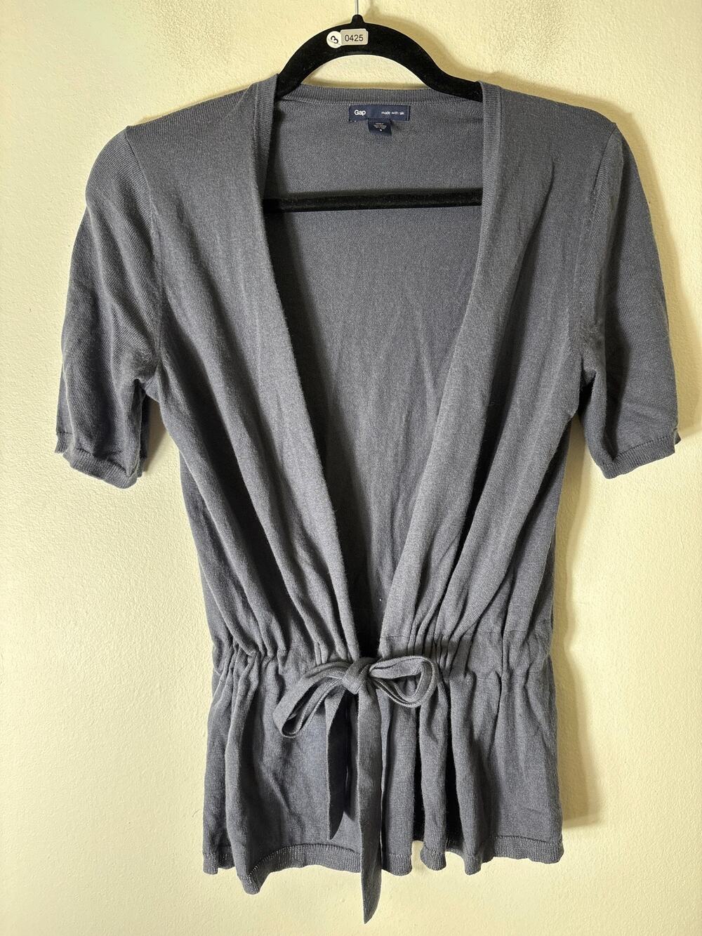 Gap Blue/Gray Lightweight Drawstring Waist Open Sweater Sz S